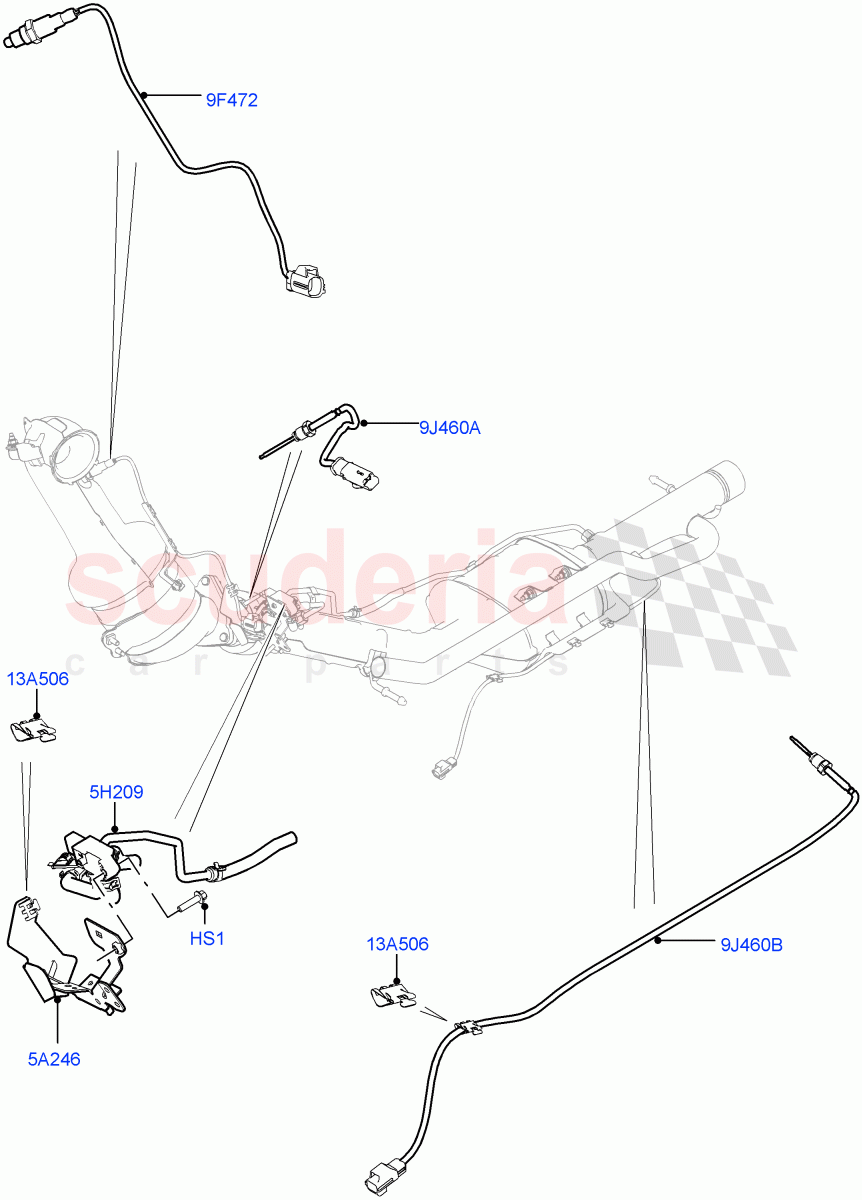 Exhaust System(Sensors)(2.0L I4 DSL MID DOHC AJ200,Proconve L6 Emissions,Stage V Plus DPF,2.0L I4 DSL HIGH DOHC AJ200,DPF + DE-SOX)((V)FROMGH000001) of Land Rover Land Rover Range Rover Evoque (2012-2018) [2.0 Turbo Diesel]