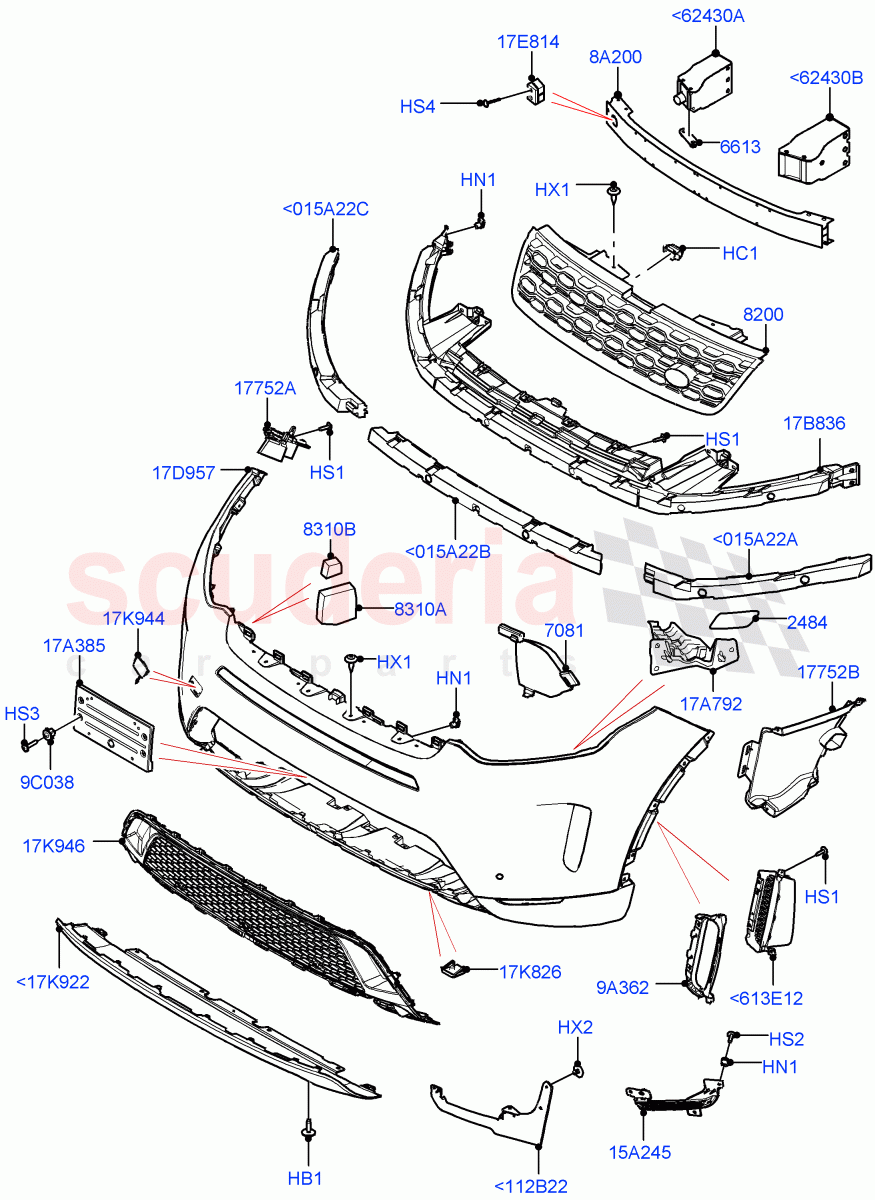 Radiator Grille And Front Bumper (Changsu (China), Front Bumper - Painted Body Colour) ((V) FROMKG446857) of Land Rover Land Rover Discovery Sport (2015+) [2.0 Turbo Diesel AJ21D4]