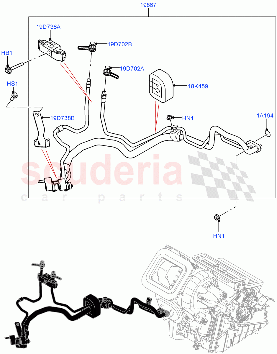 Air Conditioning System(Halewood (UK),Air Con Refrigerant-HF01234YF,Electric Engine Battery-PHEV)((V)FROMLH000001,(V)TOLH999999) of Land Rover Land Rover Discovery Sport (2015+) [2.2 Single Turbo Diesel]