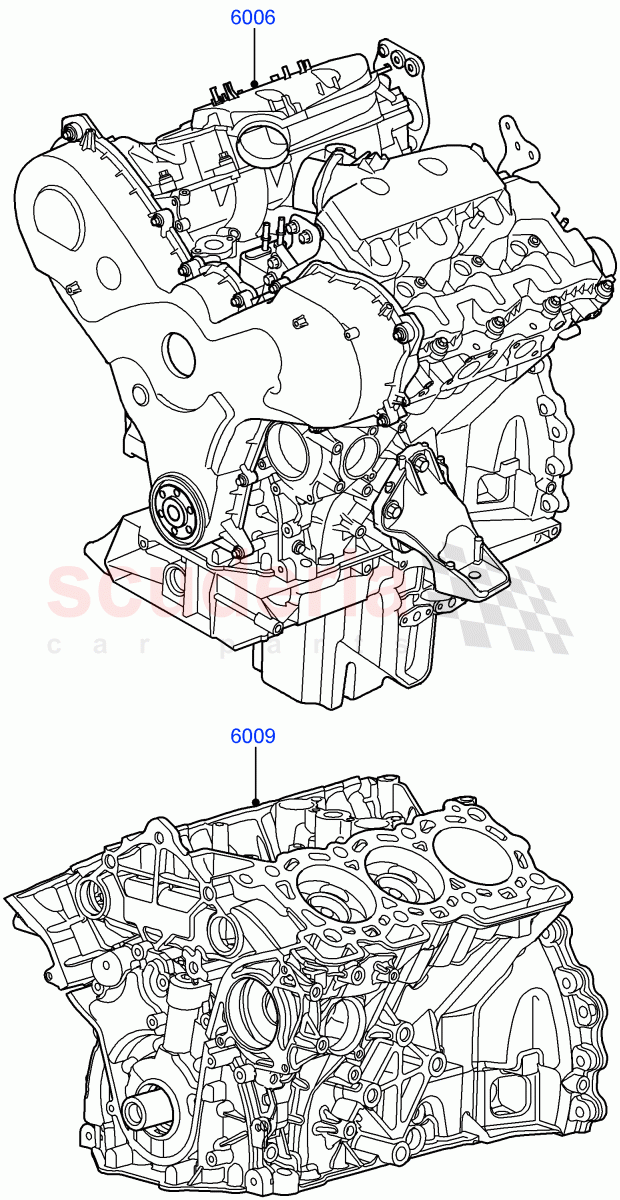 Service Engine And Short Block (Solihull Plant Build) (3.0 V6 Diesel) ((V) FROMAA000001) of Land Rover Land Rover Range Rover Sport (2014+) [3.0 Diesel 24V DOHC TC]