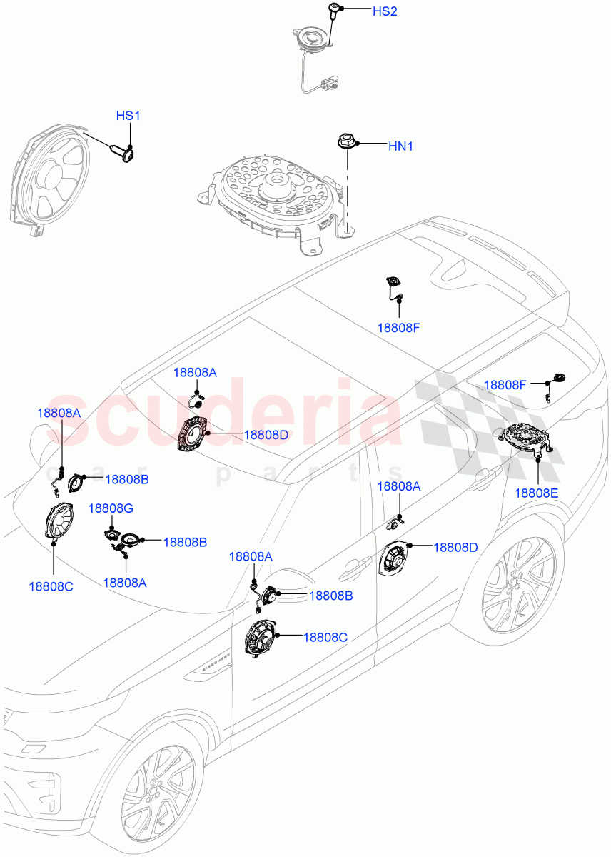 Speakers(Nitra Plant Build)(Premium Audio 1280 W)((V)FROMK2000001) of Land Rover Land Rover Discovery 5 (2017+) [2.0 Turbo Diesel]