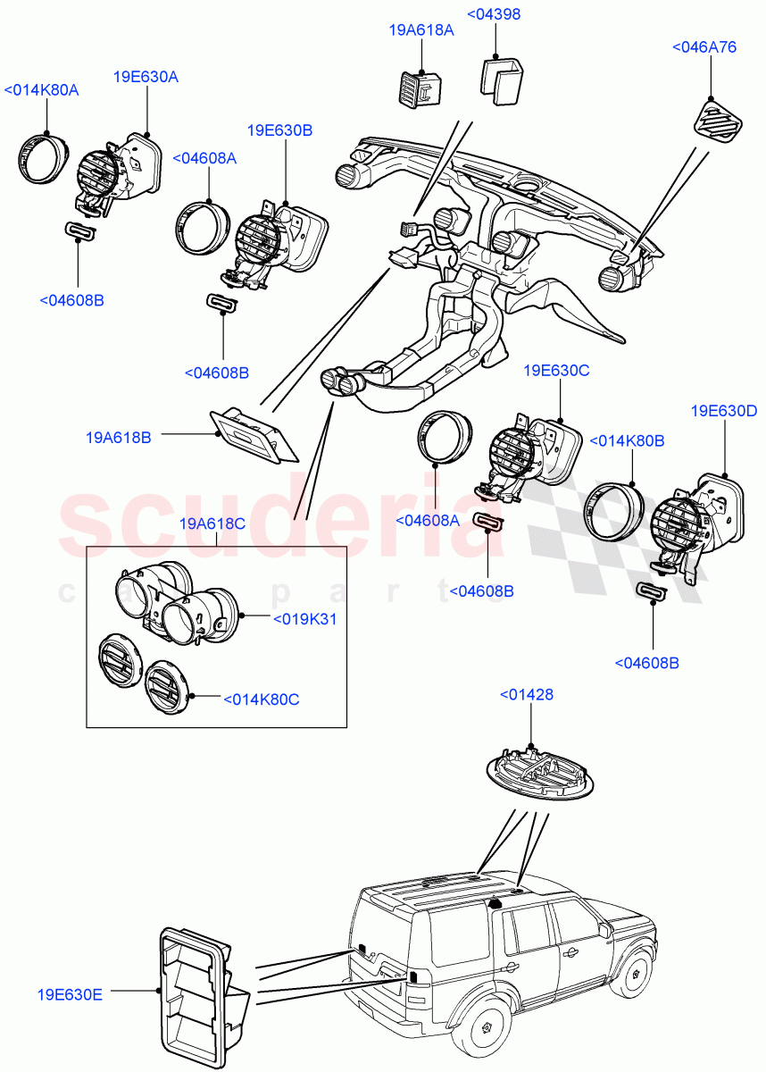 Air Vents, Louvres And Ducts (External Components) ((V) FROMAA000001) of Land Rover Land Rover Discovery 4 (2010-2016) [5.0 OHC SGDI NA V8 Petrol]