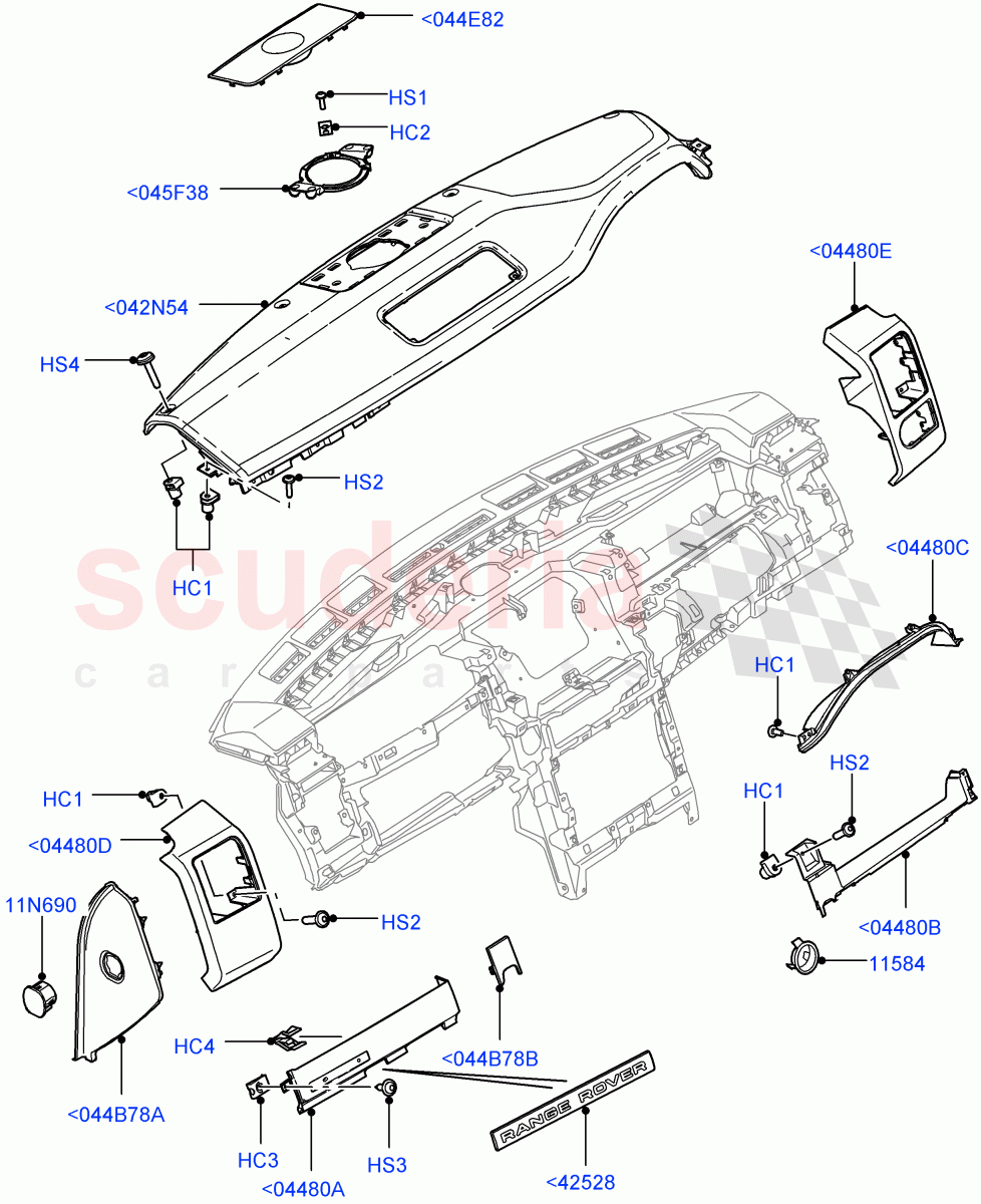 Instrument Panel (External, Upper) ((V) FROMAA000001) of Land Rover Land Rover Range Rover (2010-2012) [5.0 OHC SGDI NA V8 Petrol]