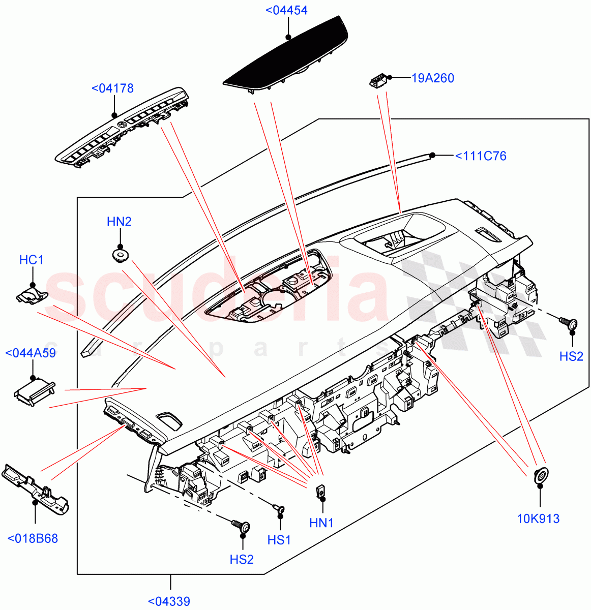 Instrument Panel(External, Upper)(Halewood (UK))((V)FROMLH000001) of Land Rover Land Rover Discovery Sport (2015+) [1.5 I3 Turbo Petrol AJ20P3]