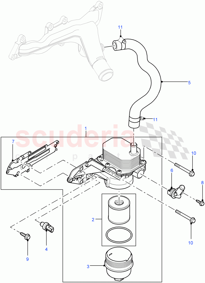 Oil Cooler And Filter(2.2L 16V TC I4 DSL 122PS PUMA)((V)FROMCA000001) of Land Rover Land Rover Defender (2007-2016)