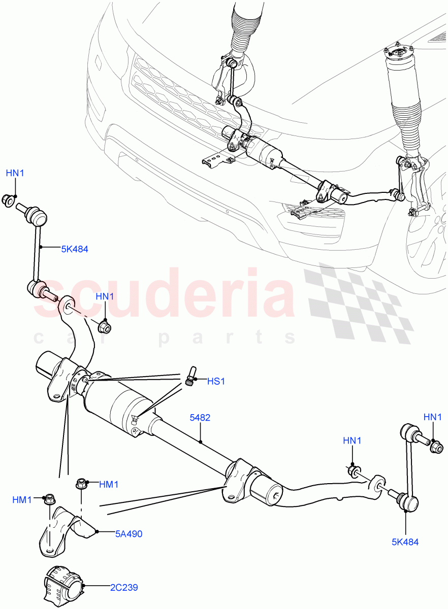 Active Anti-Roll Bar System(Active Stabilizer Bar, Front)(With ACE Suspension)((V)TOJA999999) of Land Rover Land Rover Range Rover Sport (2014+) [5.0 OHC SGDI SC V8 Petrol]