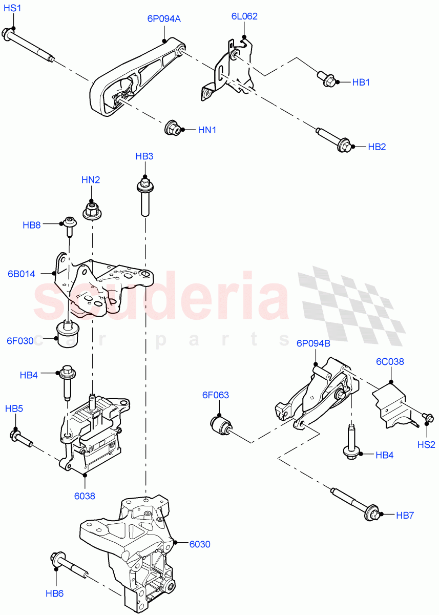 Engine Mounting (1.5L AJ20P3 Petrol High PHEV, Changsu (China)) ((V) FROMKG446857) of Land Rover Land Rover Discovery Sport (2015+) [2.0 Turbo Petrol GTDI]