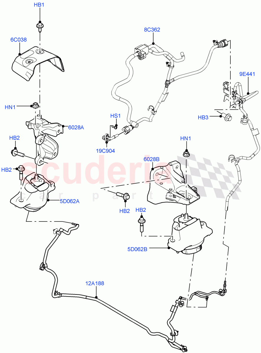 Engine Mounting (2.0L AJ21D4 Diesel Mid) ((V) FROMMA000001) of Land Rover Land Rover Range Rover Velar (2017+) [3.0 I6 Turbo Diesel AJ20D6]