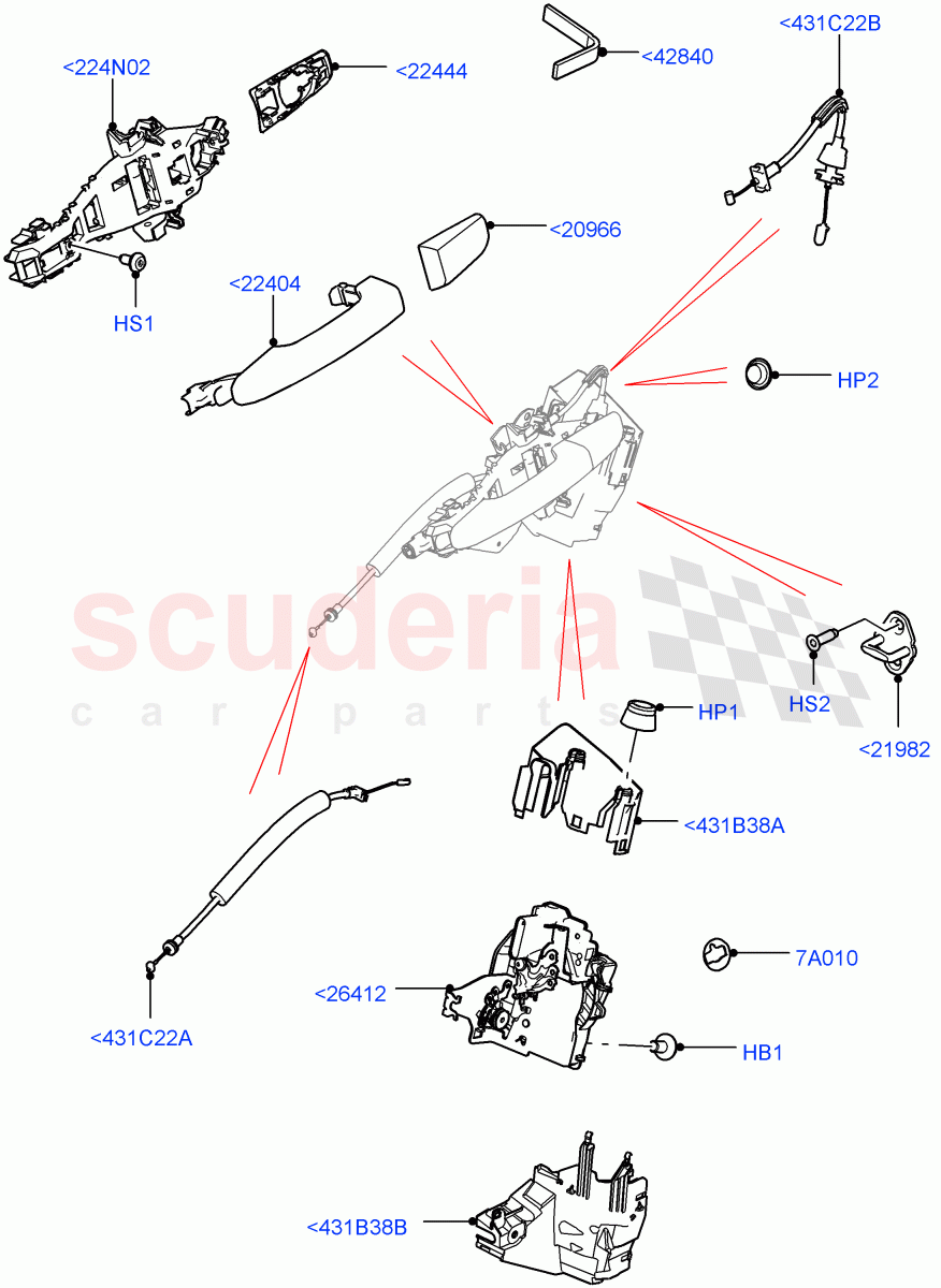 Rear Door Lock Controls (Standard Wheelbase) ((V) TON2999999) of Land Rover Land Rover Defender (2020+) [3.0 I6 Turbo Petrol AJ20P6]