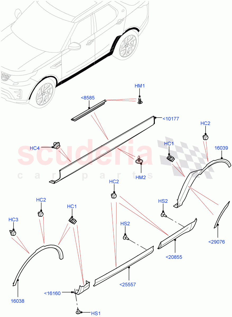 Body Mouldings(Nitra Plant Build)((V)FROMK2000001) of Land Rover Land Rover Discovery 5 (2017+) [3.0 I6 Turbo Petrol AJ20P6]