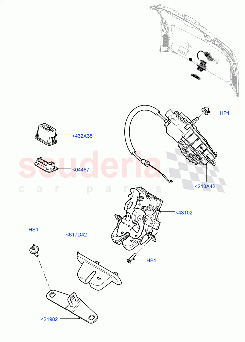 Luggage Compt/Tailgte Lock Controls (Nitra Plant Build) ((V) FROMK2000001) of Land Rover Land Rover Discovery 5 (2017+) [3.0 I6 Turbo Petrol AJ20P6]