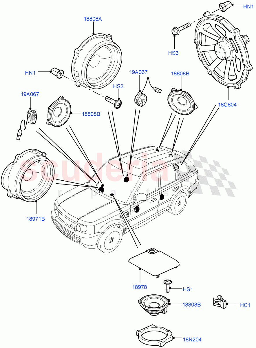 Speakers ((V) TO9A999999) of Land Rover Land Rover Range Rover Sport (2005-2009) [2.7 Diesel V6]