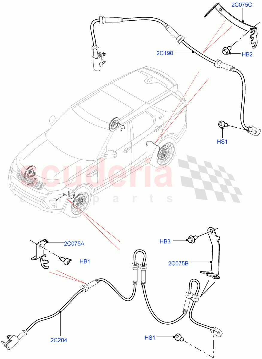 Anti-Lock Braking System (Nitra Plant Build, ABS/Speed Sensor) ((V) FROMK2000001, (V) TOL2999999) of Land Rover Land Rover Discovery 5 (2017+) [2.0 Turbo Petrol AJ200P]