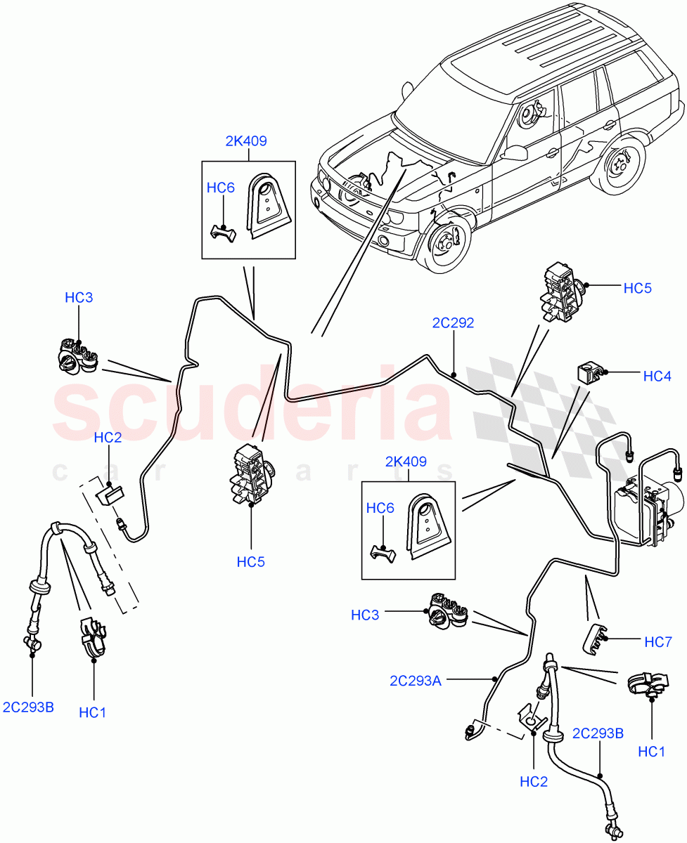 Front Brake Pipes(LHD)((V)FROMAA000001) of Land Rover Land Rover Range Rover (2010-2012) [4.4 DOHC Diesel V8 DITC]