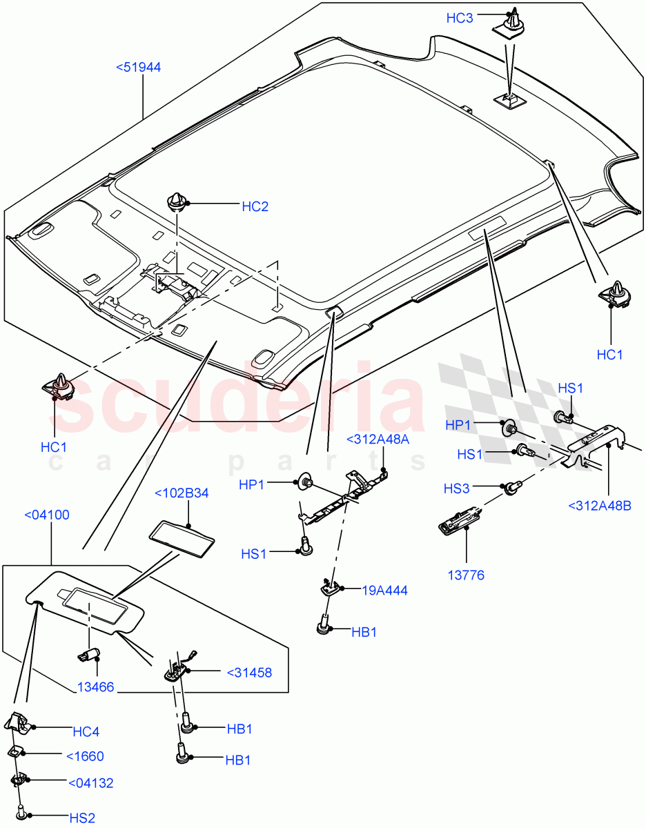 Headlining And Sun Visors(Changsu (China))((V)FROMEG000001) of Land Rover Land Rover Range Rover Evoque (2012-2018) [2.0 Turbo Petrol AJ200P]