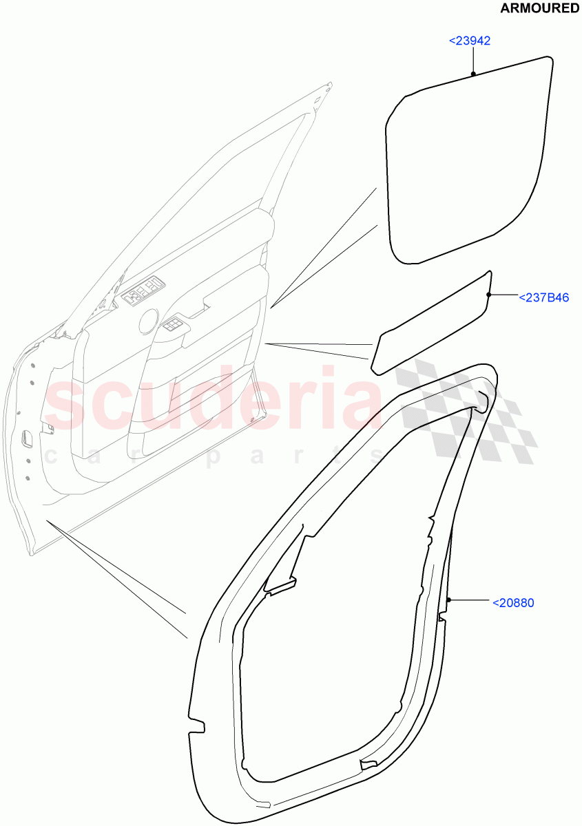 Front Door Trim Installation (Armoured) ((V) FROMEA000001) of Land Rover Land Rover Range Rover (2012-2021) [4.4 DOHC Diesel V8 DITC]