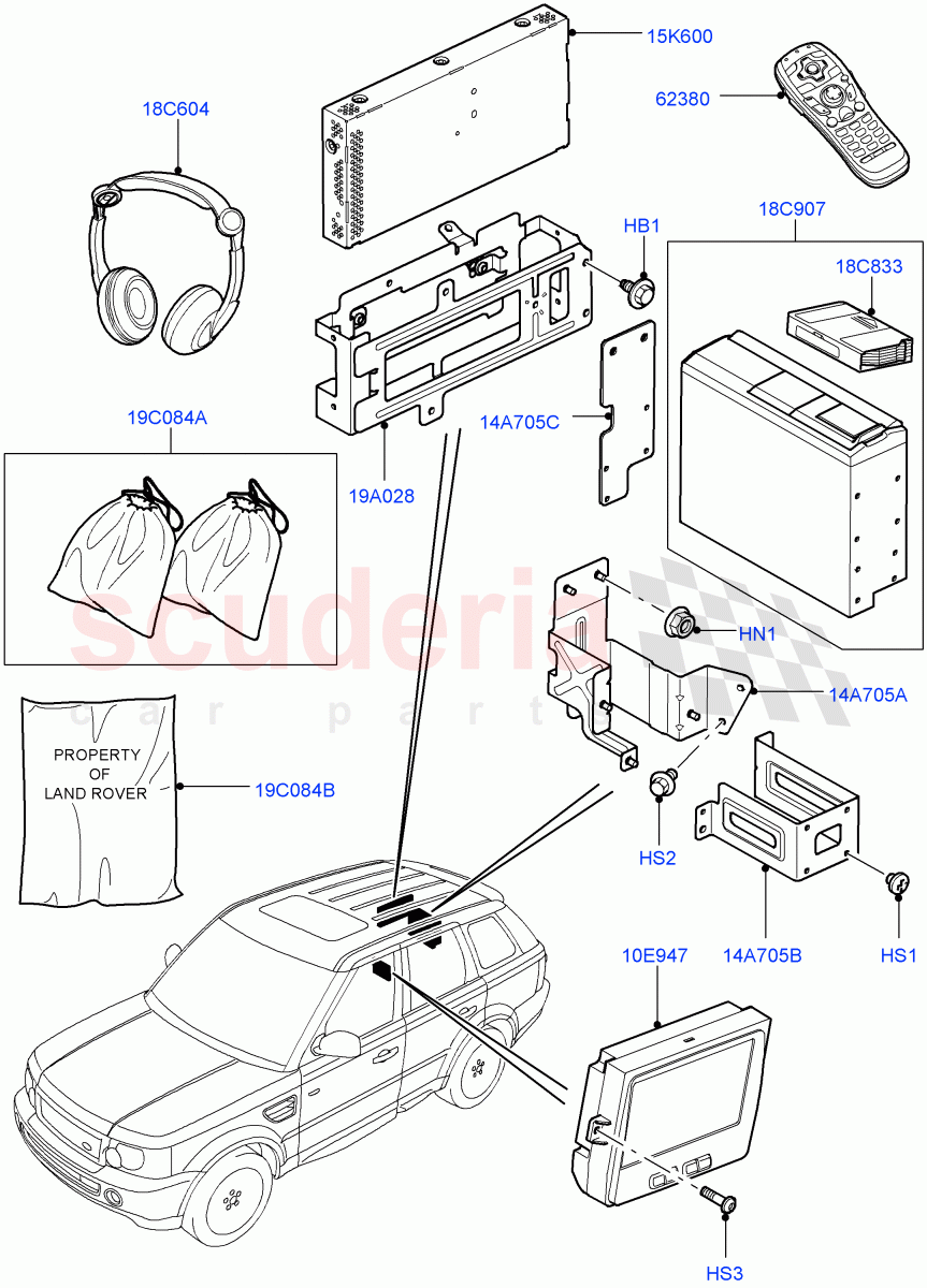Family Entertainment System (Rear) ((V) TO9A999999) of Land Rover Land Rover Range Rover Sport (2005-2009) [4.2 Petrol V8 Supercharged]
