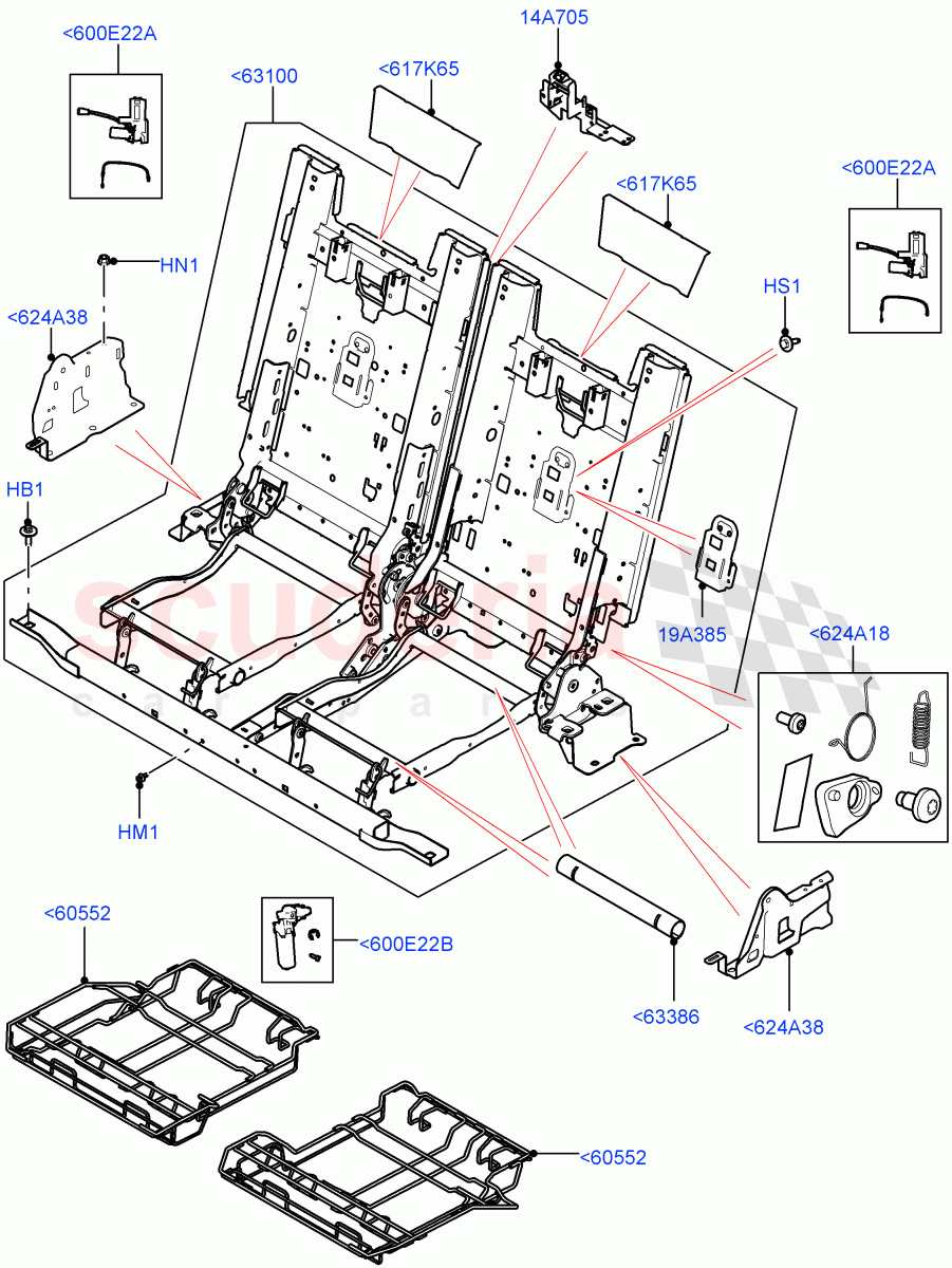 Rear Seat Base(Solihull Plant Build, Row 3)(Version - Core,With 7 Seat Configuration)((V)FROMHA000001) of Land Rover Land Rover Discovery 5 (2017+) [2.0 Turbo Diesel]