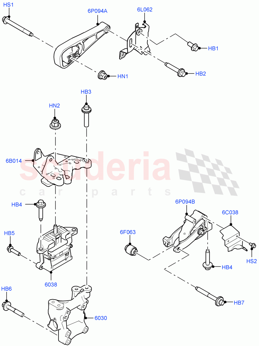 Engine Mounting(2.0L AJ20D4 Diesel Mid PTA,Itatiaia (Brazil))((V)FROMLT000001) of Land Rover Land Rover Discovery Sport (2015+) [2.0 Turbo Petrol GTDI]