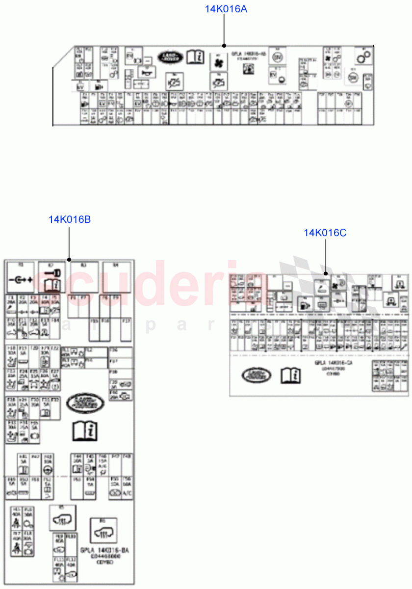 Labels(Fuse Box)((V)FROMGA000001) of Land Rover Land Rover Range Rover Sport (2014+) [3.0 DOHC GDI SC V6 Petrol]