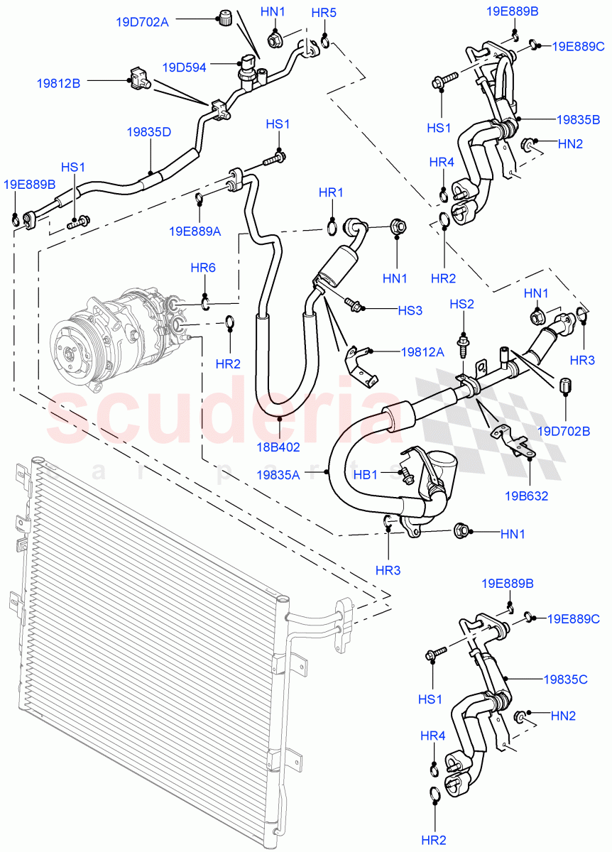 Air Conditioning System (Front) (5.0L OHC SGDI NA V8 Petrol - AJ133) ((V) FROMAA000001, (V) TODA999999) of Land Rover Land Rover Discovery 4 (2010-2016) [4.0 Petrol V6]