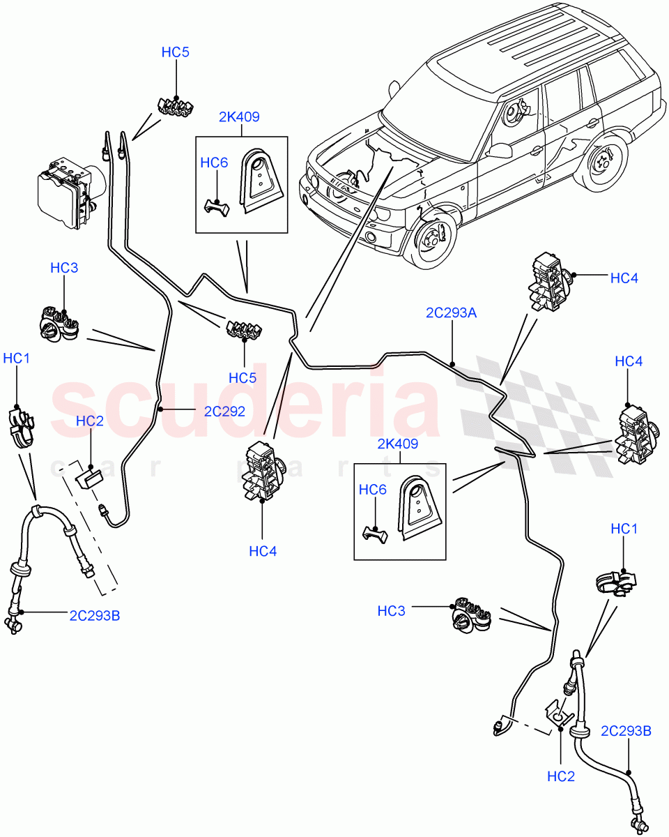 Front Brake Pipes(RHD)((V)FROMAA000001) of Land Rover Land Rover Range Rover (2010-2012) [4.4 DOHC Diesel V8 DITC]