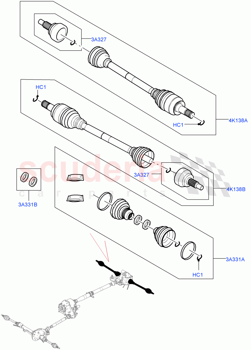 Drive Shaft - Rear Axle Drive (Driveshaft, Nitra Plant Build) ((V) FROMK2000001) of Land Rover Land Rover Discovery 5 (2017+) [3.0 I6 Turbo Diesel AJ20D6]