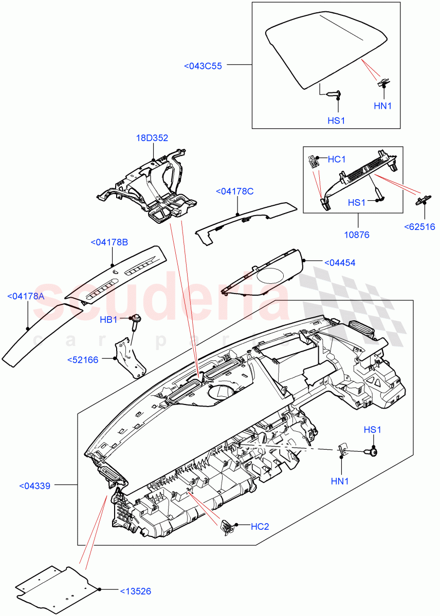 Instrument Panel(External Components, Upper)(Less Head Up Display) of Land Rover Land Rover Range Rover Velar (2017+) [3.0 Diesel 24V DOHC TC]