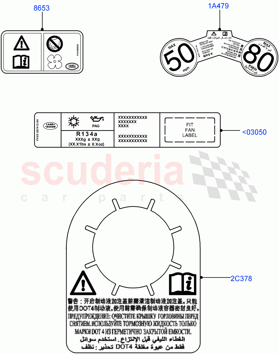 Labels (Warning Decals) (Changsu (China)) ((V) FROMEG000001) of Land Rover Land Rover Range Rover Evoque (2012-2018) [2.2 Single Turbo Diesel]