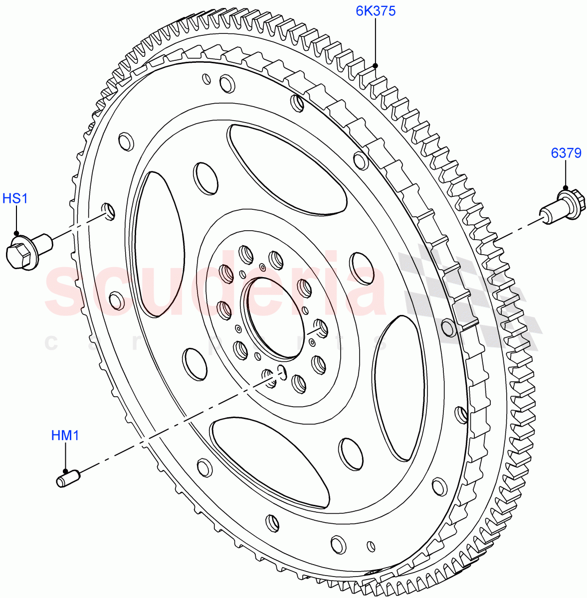 Flywheel (Solihull Plant Build) (3.0L DOHC GDI SC V6 PETROL) ((V) FROMEA000001) of Land Rover Land Rover Discovery 4 (2010-2016) [3.0 DOHC GDI SC V6 Petrol]
