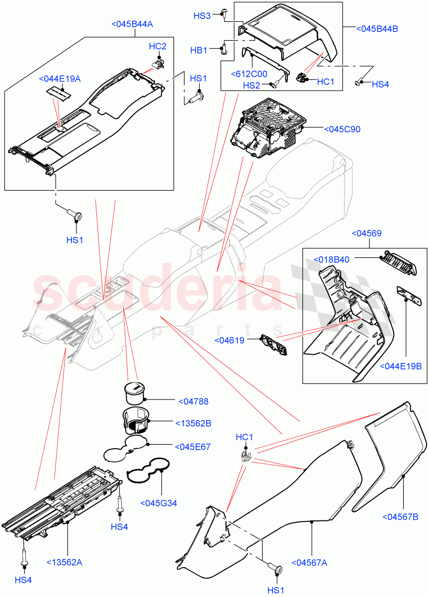 Console - Floor (Front, For Carrier Assy, External Components) (Long Wheelbase) ((V) FROMEA000001) of Land Rover Land Rover Range Rover (2012-2021) [3.0 Diesel 24V DOHC TC]