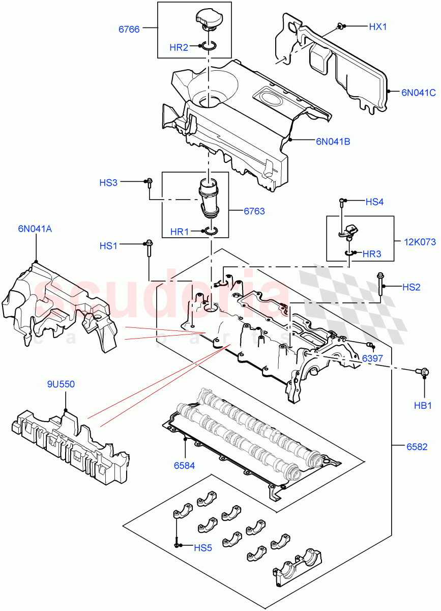 Cylinder Head Cover (2.0L AJ21D4 Diesel Mid, Itatiaia (Brazil)) of Land Rover Land Rover Range Rover Evoque (2019+) [2.0 Turbo Diesel AJ21D4]