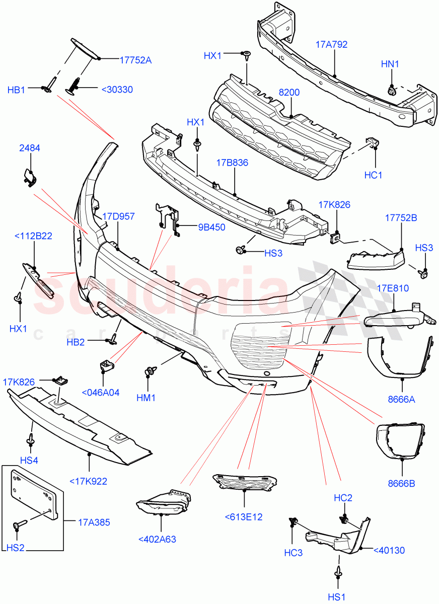 Radiator Grille And Front Bumper (Halewood (UK), Less Sales Badge) ((V) FROMGH000001) of Land Rover Land Rover Range Rover Evoque (2012-2018) [2.2 Single Turbo Diesel]