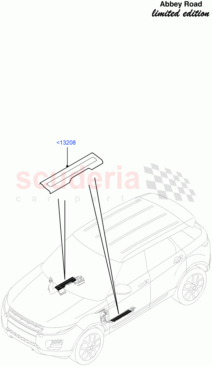Side Trim (Abbey Road LE) (5 Door, Front Scuff Plate - Zebra Etching, Halewood (UK)) ((V) FROMFH000001) of Land Rover Land Rover Range Rover Evoque (2012-2018) [2.0 Turbo Petrol GTDI]