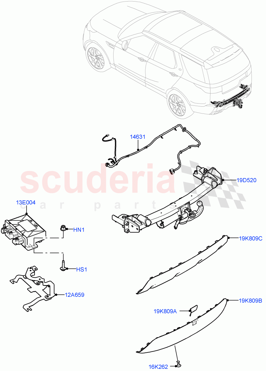 Towing Equipment (Solihull Plant Build, Nitra Plant Build, Detachable Tow Bar) ((-) "CDN/USA") of Land Rover Land Rover Discovery 5 (2017+) [3.0 I6 Turbo Diesel AJ20D6]