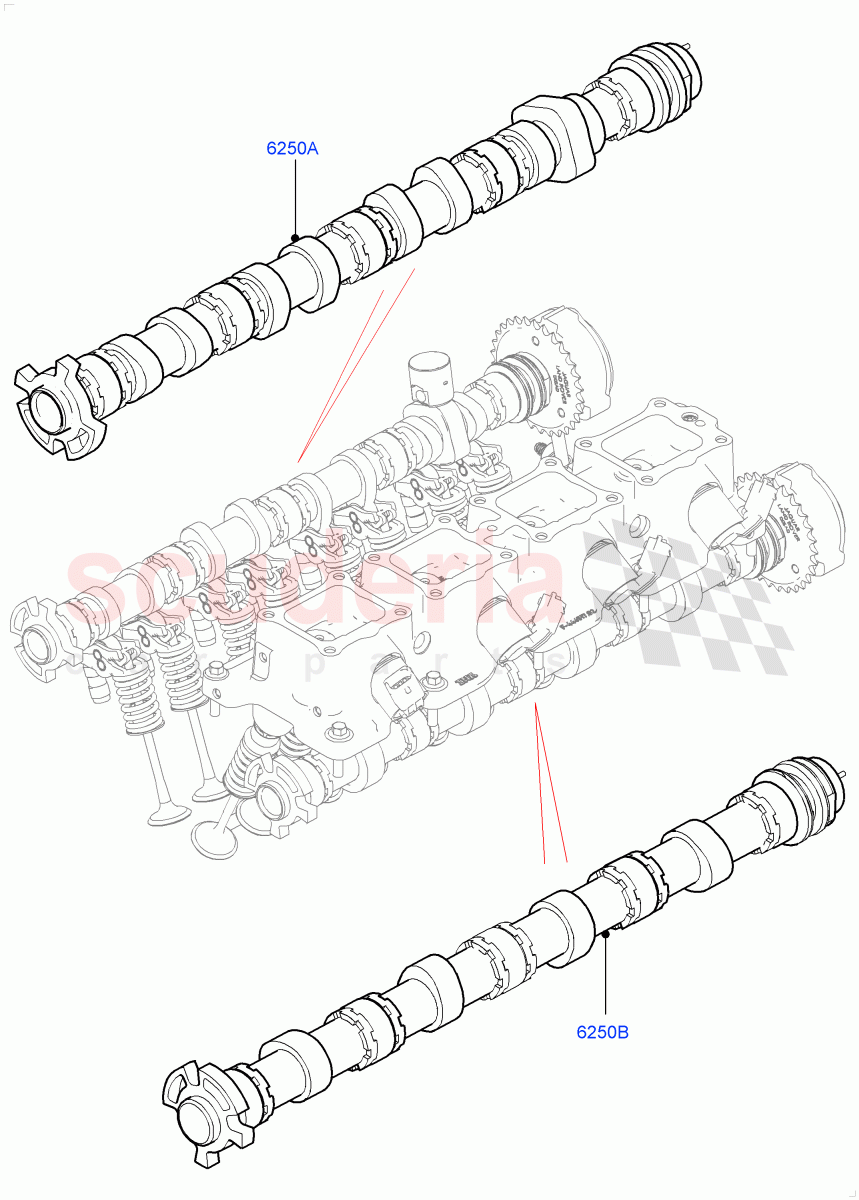 Camshaft (Nitra Plant Build) (2.0L I4 High DOHC AJ200 Petrol, 2.0L AJ200P Hi PHEV) ((V) FROMK2000001) of Land Rover Land Rover Discovery 5 (2017+) [2.0 Turbo Petrol AJ200P]