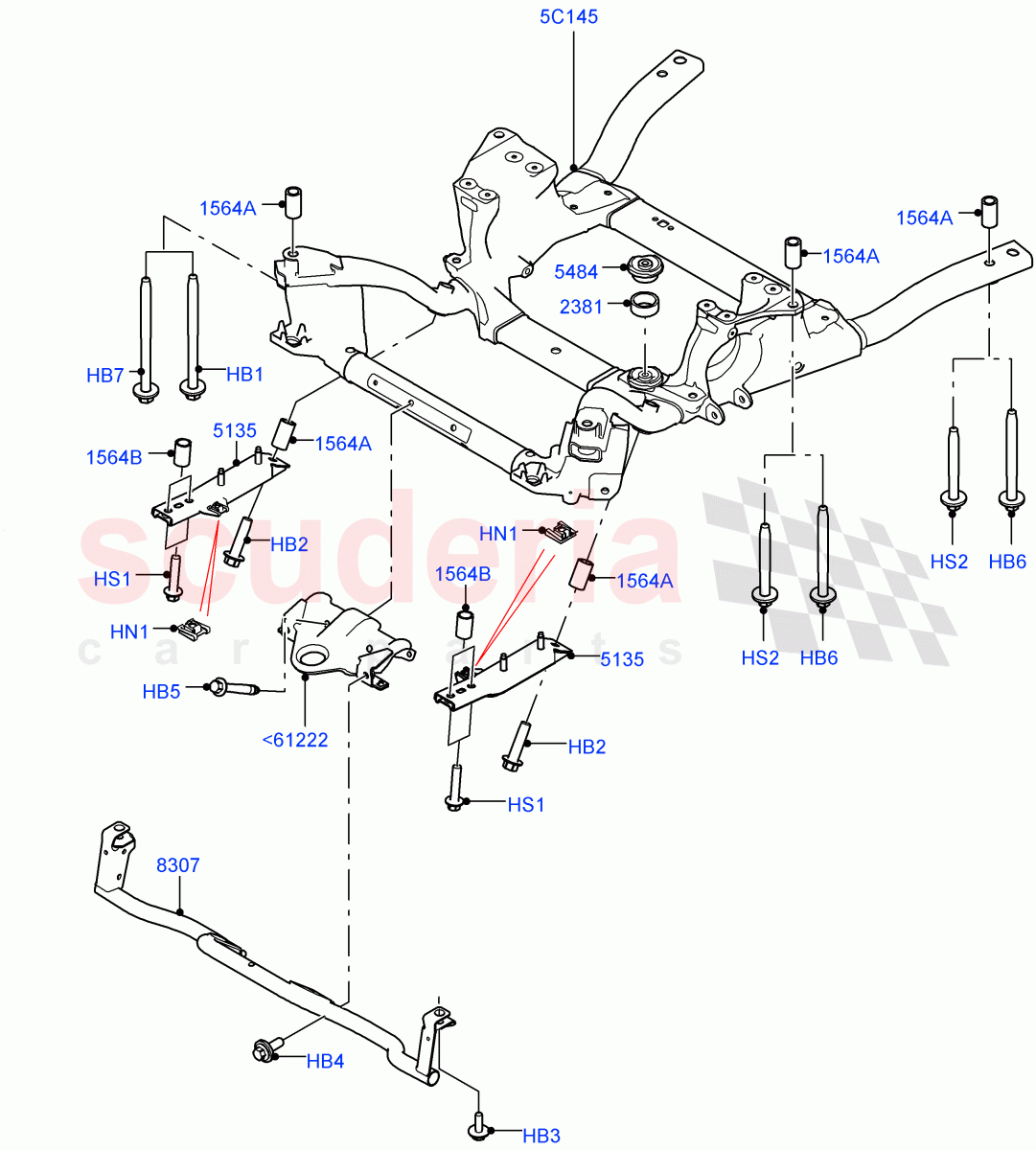 Front Cross Member & Stabilizer Bar (Crossmember) ((V) TOHA999999) of Land Rover Land Rover Range Rover (2012-2021) [2.0 Turbo Petrol GTDI]