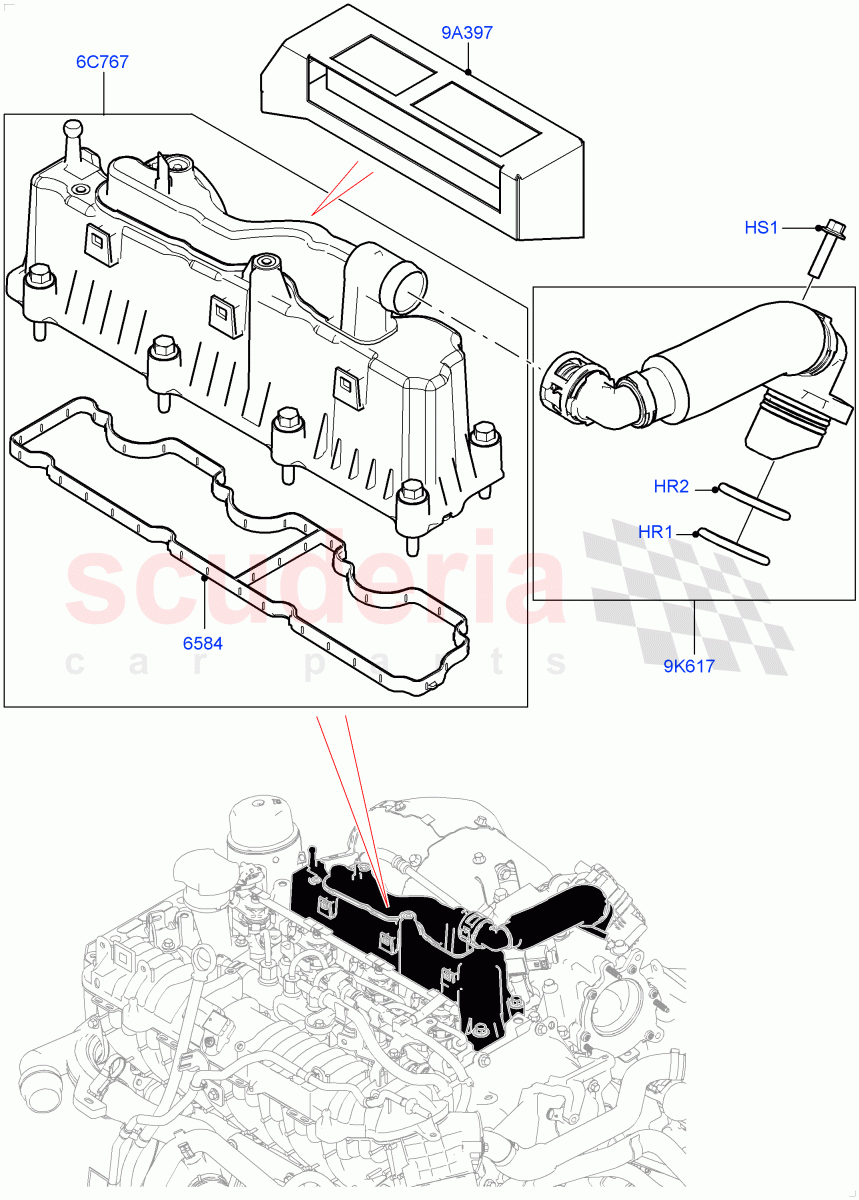 Emission Control - Crankcase (2.0L AJ20D4 Diesel Mid PTA, Itatiaia (Brazil)) ((V) FROMLT000001) of Land Rover Land Rover Discovery Sport (2015+) [2.0 Turbo Diesel]