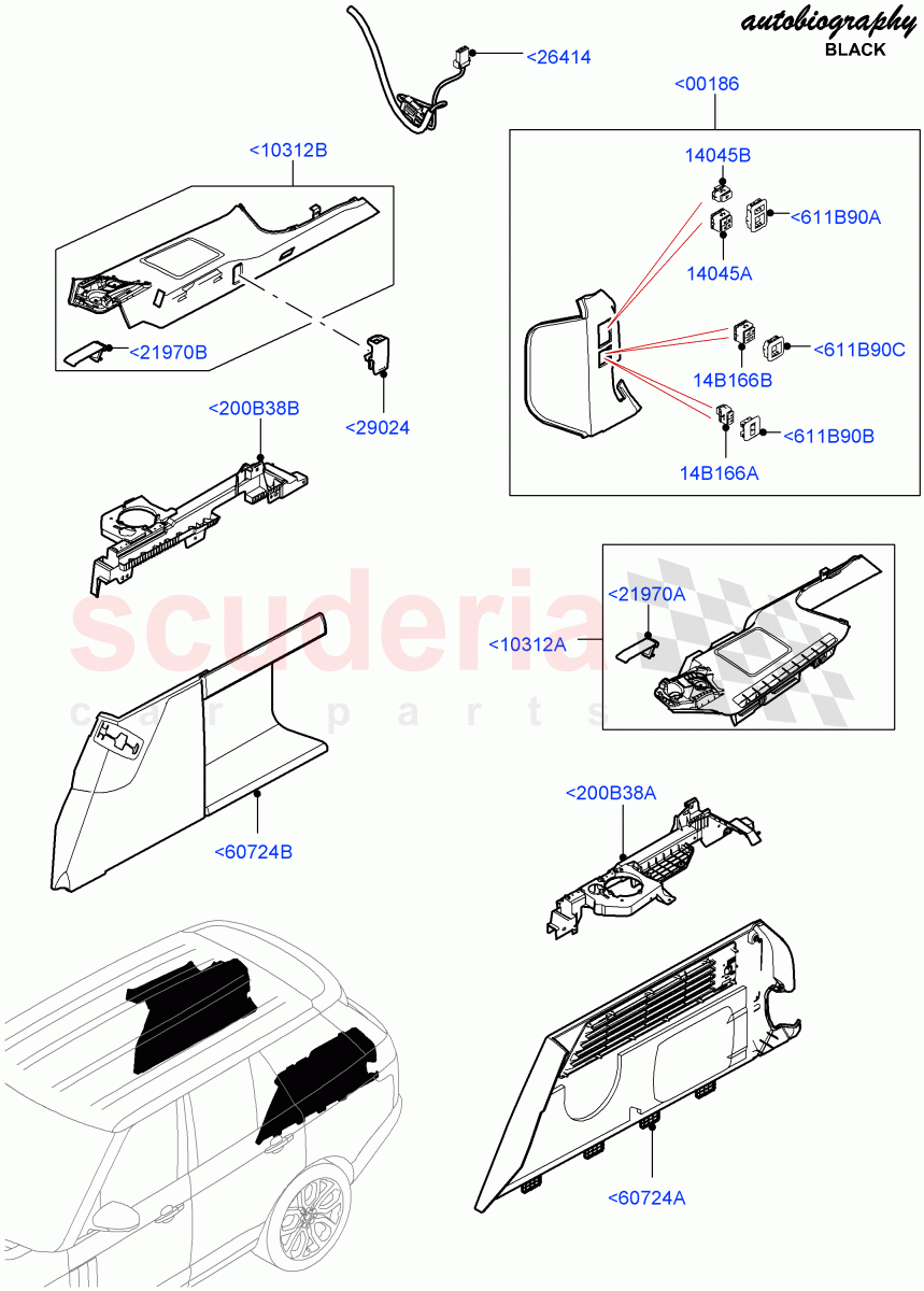 Side Trim(Autobiography Black / SV Autobiography, Luggage Compartment)(With 2 Rear Small Individual Seats)((V)FROMJA000001) of Land Rover Land Rover Range Rover (2012-2021) [4.4 DOHC Diesel V8 DITC]