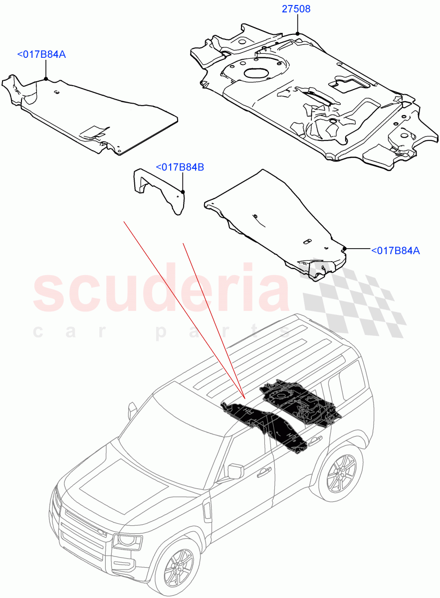 Insulators - Rear (Passenger Compartment) (Standard Wheelbase) of Land Rover Land Rover Defender (2020+) [3.0 I6 Turbo Petrol AJ20P6]
