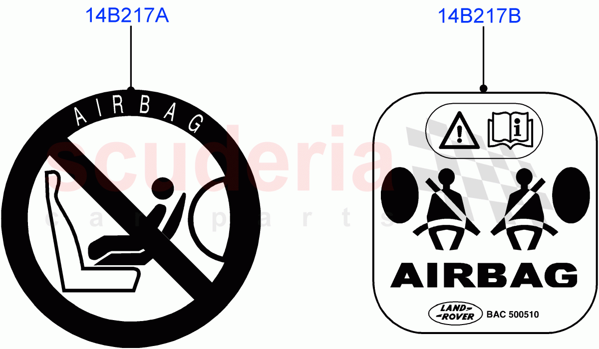 Labels (Air Bag) (Itatiaia (Brazil)) ((V) FROMGT000001) of Land Rover Land Rover Discovery Sport (2015+) [2.0 Turbo Diesel]