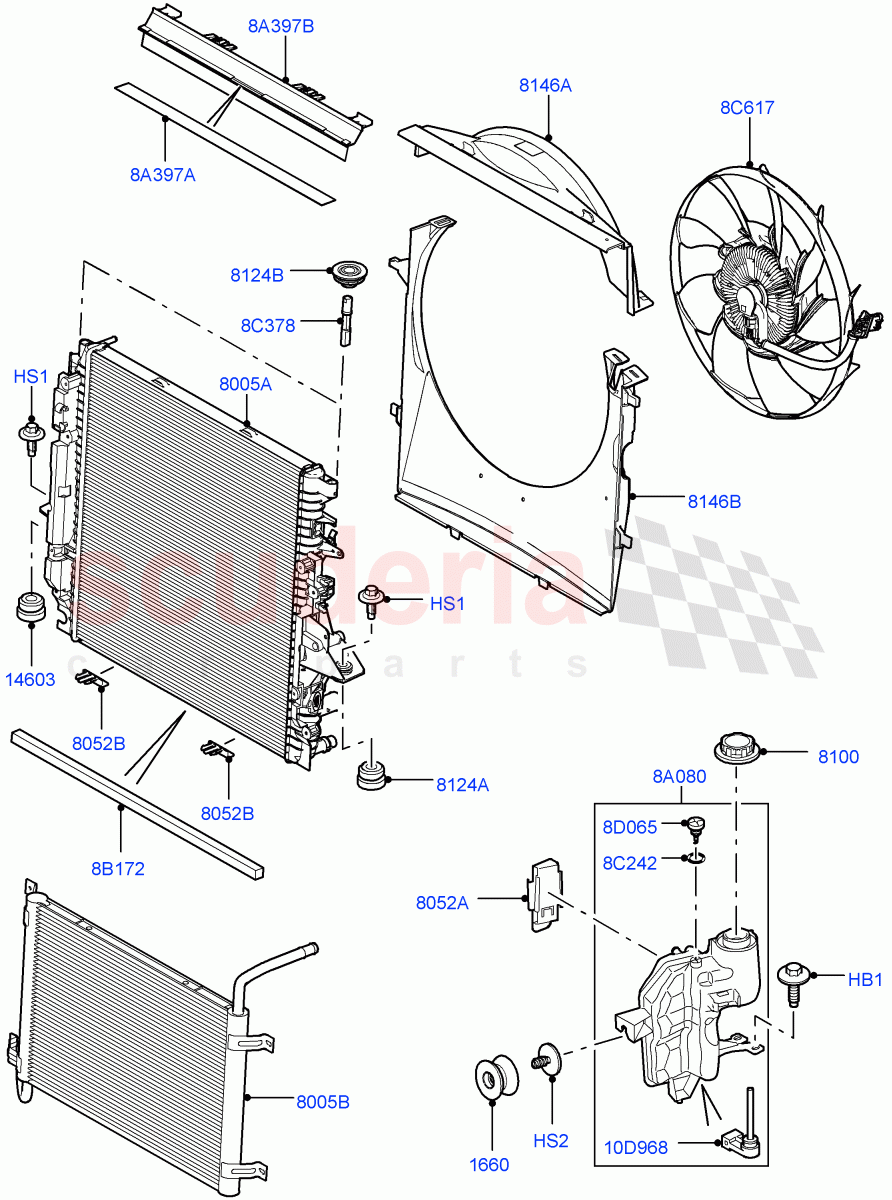 Radiator/Coolant Overflow Container (5.0L OHC SGDI SC V8 Petrol - AJ133) ((V) FROMAA000001) of Land Rover Land Rover Range Rover Sport (2010-2013) [5.0 OHC SGDI SC V8 Petrol]