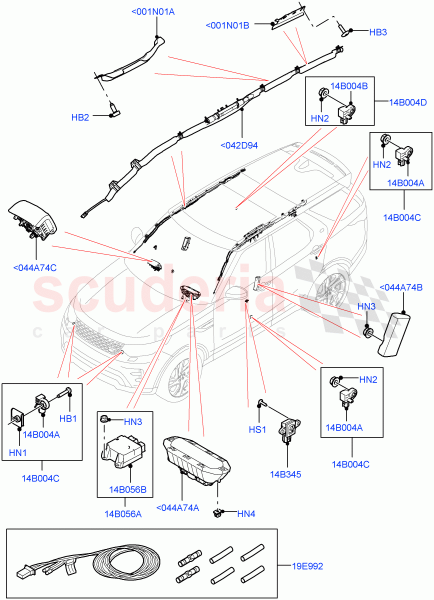 Airbag System (Solihull Plant Build, Airbag Modules) ((V) FROMHA000001) of Land Rover Land Rover Discovery 5 (2017+) [3.0 I6 Turbo Petrol AJ20P6]
