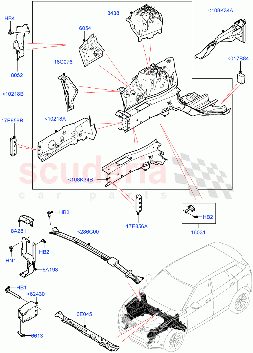 Front Panels, Aprons & Side Members (Reinforcement - Member) (Changsu (China)) of Land Rover Land Rover Range Rover Evoque (2019+) [2.0 Turbo Diesel]