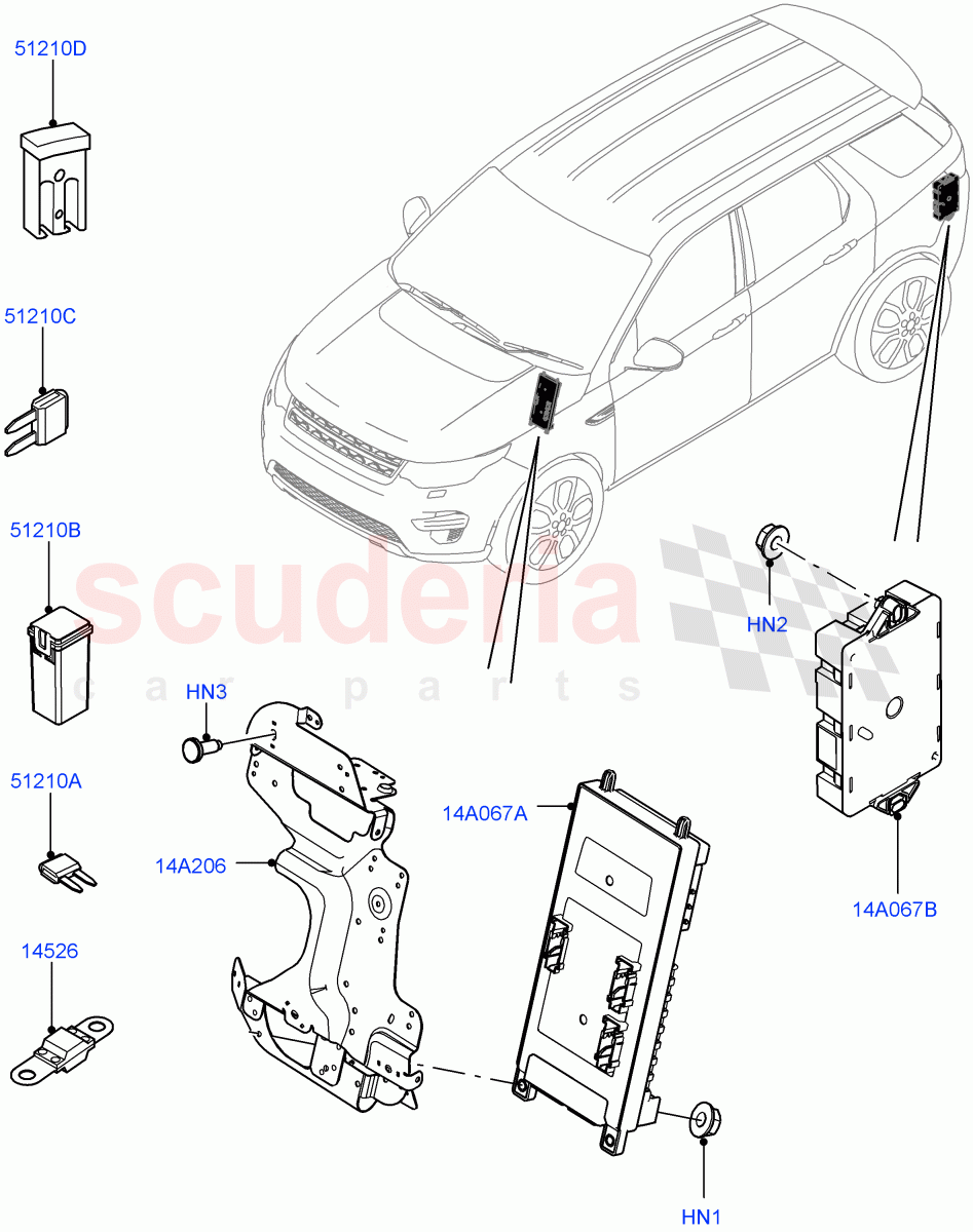 Fuses, Holders And Circuit Breakers (Halewood (UK)) ((V) TOKH999999) of Land Rover Land Rover Discovery Sport (2015+) [2.0 Turbo Diesel AJ21D4]