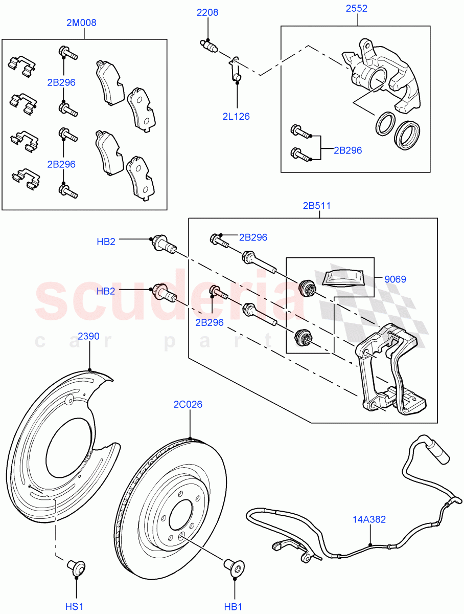 Rear Brake Discs And Calipers (Front Disc And Caliper Size 19) ((V) FROMGA585033, (V) TOGA599999) of Land Rover Land Rover Range Rover Sport (2014+) [5.0 OHC SGDI SC V8 Petrol]
