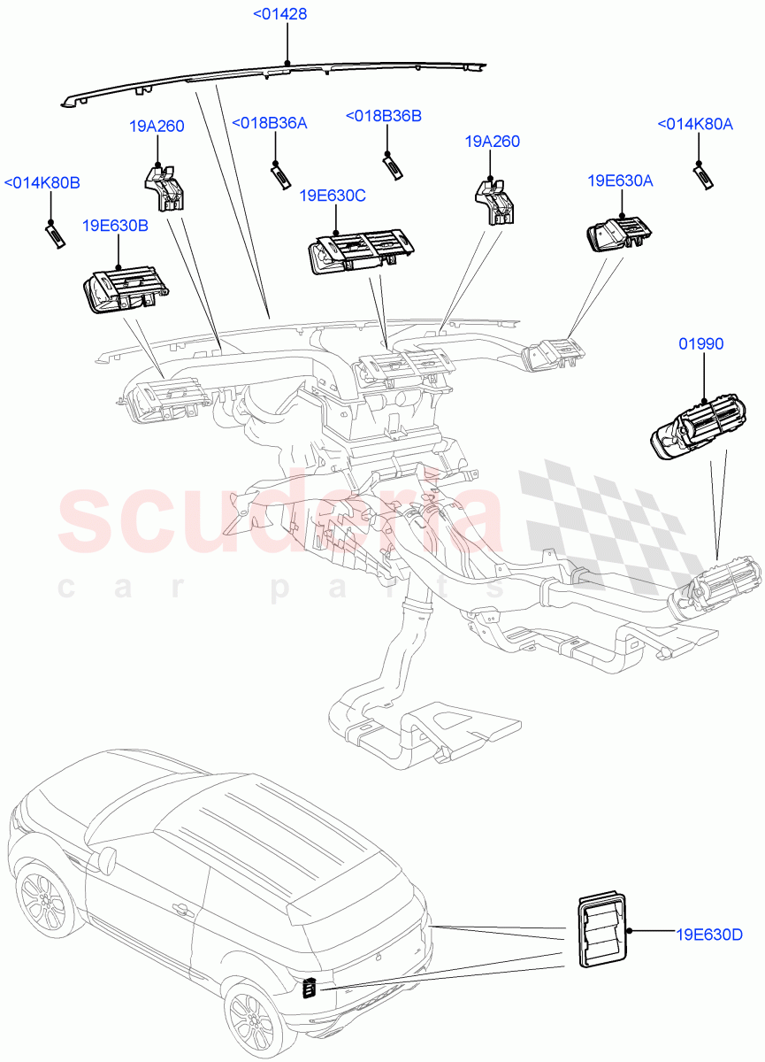 Air Vents, Louvres And Ducts (External Components) (Changsu (China)) ((V) FROMEG000001) of Land Rover Land Rover Range Rover Evoque (2012-2018) [2.0 Turbo Diesel]
