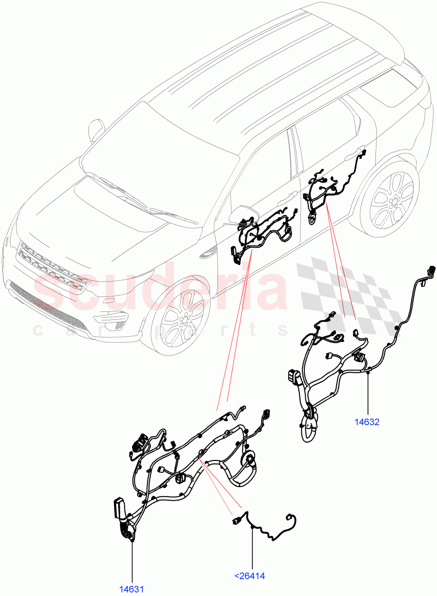 Wiring - Body Closures(Front And Rear Doors)(Halewood (UK))((V)FROMNH000001) of Land Rover Land Rover Discovery Sport (2015+) [1.5 I3 Turbo Petrol AJ20P3]