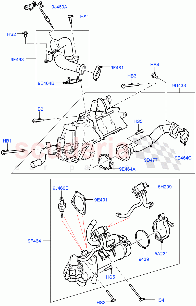Exhaust Gas Recirculation (Nitra Plant Build) (3.0 V6 D Gen2 Mono Turbo) ((V) FROMK2000001) of Land Rover Land Rover Discovery 5 (2017+) [3.0 Diesel 24V DOHC TC]