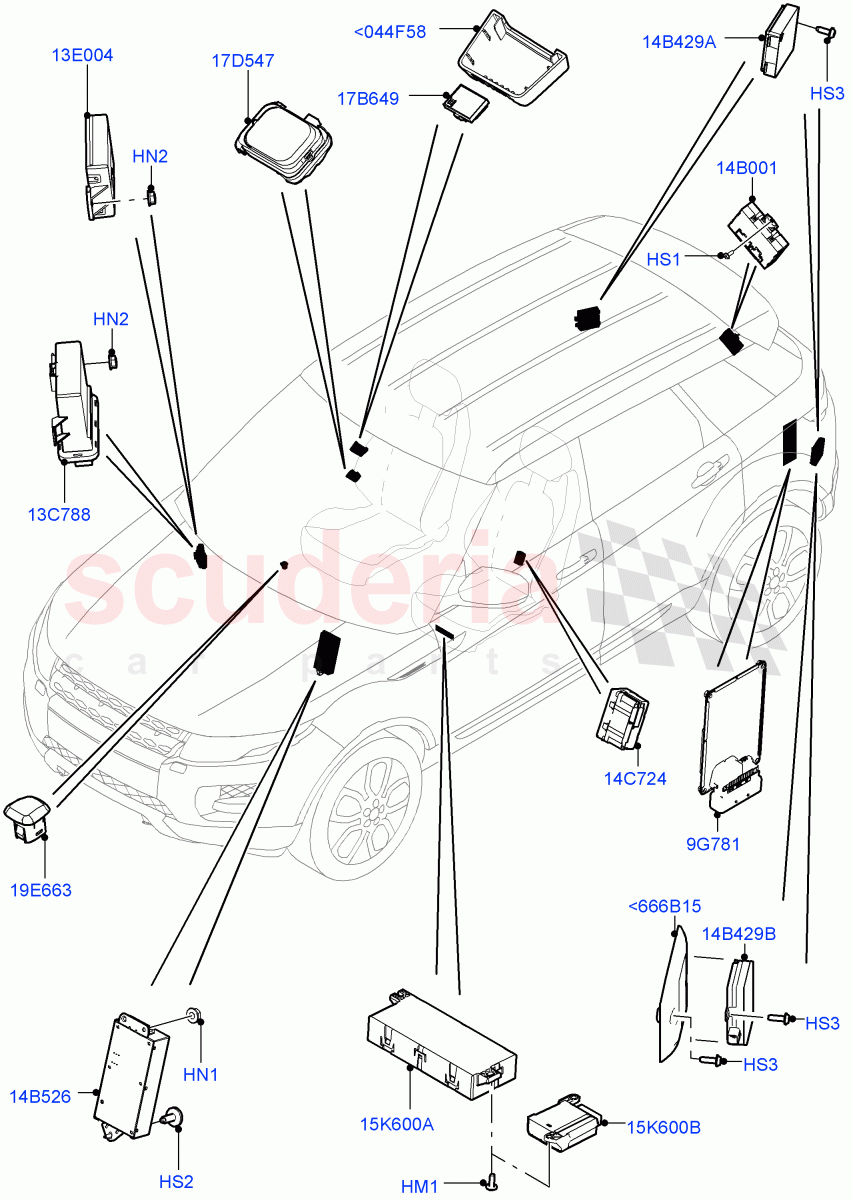 Vehicle Modules And Sensors(Changsu (China))((V)FROMEG000001) of Land Rover Land Rover Range Rover Evoque (2012-2018) [2.0 Turbo Petrol AJ200P]